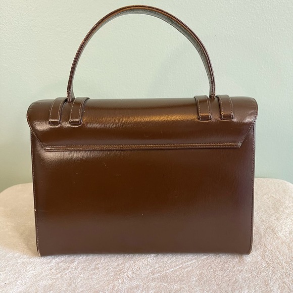 Vintage Saks Fifth Avenue Womens Brown Snap Leather Top Handle Flap Over Handbag - Picture 2 of 16